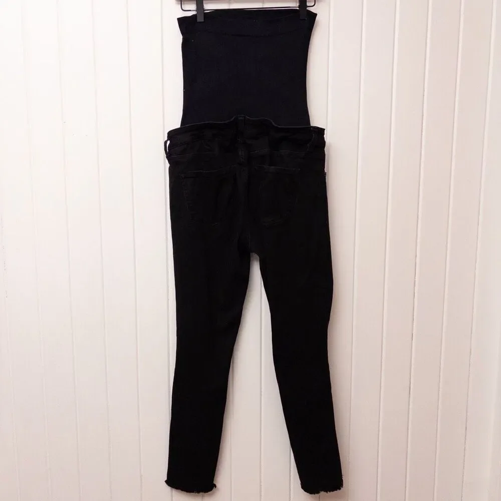 Blanqi Maternity Denim Jeans Black Skinny Over-Belly Panel Distressed Size 14 - Picture 5 of 9